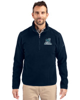 Citadel Bulldogs Vintage Cutter & Buck Cascade Eco Sherpa Fleece Mens Big & Tall Quarter Zip Jacket Navy Blue Front