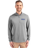 Montana State Bobcats College Vault Cutter & Buck Virtue Eco Pique Recycled Quarter Zip Mens Big & Tall Pullover Polished Medium Gray Front