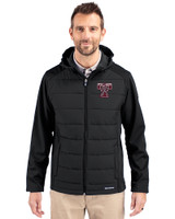 Texas A&M Aggies College Vault Cutter & Buck Evoke Recycled HoneycombFleece Mens Big & Tall Hybrid Full Zip Jacket Black Front