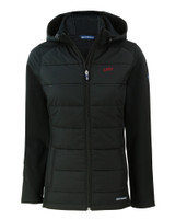 SMU Mustangs College Vault Cutter & Buck Evoke Hybrid Eco Softshell Recycled Full Zip Womens Hooded Jacket BL_MANN_HG 1