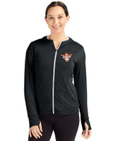 Texas Longhorns College Vault Cutter & Buck Daybreak Eco Recycled Womens Full Zip Hoodie Black Front