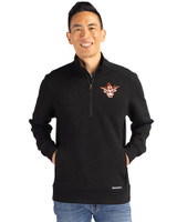 Texas Longhorns College Vault Cutter & Buck Roam Epic Versatility Recycled Quarter Zip Mens Pullover Black Front