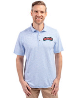 Delaware State Hornets Cutter & Buck Virtue Eco Pique Botanical Print Recycled Mens Polo Atlas Light Blue Front