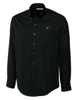 Texas Longhorns Cutter & Buck Epic Easy Care Fine Twill Mens Long Sleeve Dress Shirt Black Mannequin