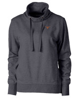 Texas Longhorns Cutter & Buck Saturday Cotton Blend Womens Funnel Neck Sweatshirt Charcoal Heather Mannequin