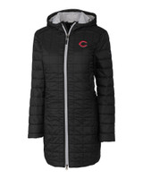 Cincinnati Reds Cutter & Buck Rainier PrimaLoft®  Womens Eco Insulated Hooded Long Coat BL_MANN_HG 1