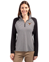 Texas Longhorns Cutter & Buck Forge Tonal Stripe Stretch Half Zip Womens Top Black Front
