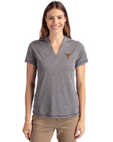 Texas Longhorns Cutter & Buck Forge Eco Heathered Stretch Womens Blade Top Charcoal Heather Front