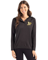 Athletics Cutter & Buck Coastline Epic Comfort Recycled Womens Hooded Shirt Black Front