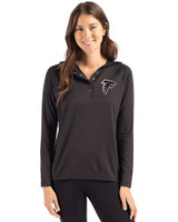 Atlanta Falcons Cutter & Buck Coastline Epic Comfort Recycled Womens Hooded Shirt Black Front
