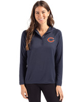Chicago Bears Cutter & Buck Coastline Epic Comfort Recycled Womens Hooded Shirt Navy Blue Front
