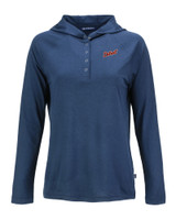 Detroit Tigers Cooperstown Cutter & Buck Coastline Epic Comfort Eco Recycled Womens Hooded Shirt NVBU_MANN_HG 1