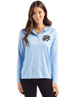 Omaha Storm Chasers Cutter & Buck Coastline Epic Comfort Recycled Womens Hooded Shirt Atlas Light Blue Front