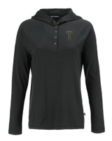 GA Tech Yellow Jackets College Vault Cutter & Buck Coastline Epic Comfort Eco Recycled Womens Hooded Shirt BL_MANN_HG 1