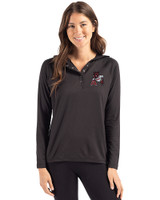 Arkansas Razorbacks College Vault Cutter & Buck Coastline Epic Comfort Recycled Womens Hooded Shirt Black Front