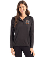Durham Bulls Cutter & Buck Coastline Recycled Double Peached Womens Hooded Pullover Black Front