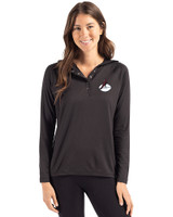 Arizona Cardinals Historic Cutter & Buck Coastline Recycled Double Peached Womens Hooded Pullover Black Front