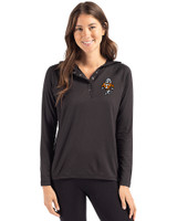 Tennessee Volunteers College Vault - Cutter & Buck Coastline Epic Comfort Recycled Womens Hooded Shirt Black Front