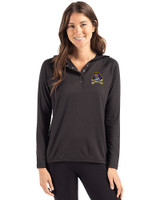 East Carolina Pirates Cutter & Buck Coastline Epic Comfort Recycled Womens Hooded Shirt Black Front