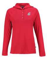 Washington State Cougars Cutter & Buck Coastline Epic Comfort Eco Recycled Womens Hooded Shirt CDR_MANN_HG 1