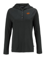 Oklahoma State Cowboys Cutter & Buck Coastline Epic Comfort Eco Recycled Womens Hooded Shirt BL_MANN_HG 1