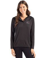 South Carolina Gamecocks Cutter & Buck Coastline Epic Comfort Recycled Womens Hooded Shirt Black Front