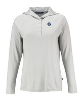 Georgetown Bulldogs Cutter & Buck Coastline Epic Comfort Eco Recycled Womens Hooded Shirt CNC_MANN_HG 1