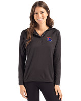 Louisiana Tech Bulldogs Cutter & Buck Coastline Epic Comfort Recycled Womens Hooded Shirt Black Front