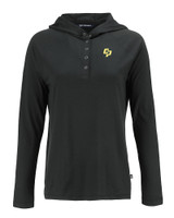 Cal Poly Mustangs Cutter & Buck Coastline Epic Comfort Recycled Womens Hooded Shirt BL_MANN_HG 