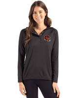 Cincinnati Bengals NFL Helmet Cutter & Buck Coastline Epic Comfort Recycled Womens Hooded Shirt Black Front
