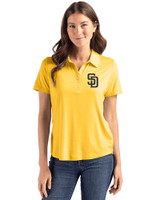 San Diego Padres Cutter & Buck Coastline Recycled Double Peached Womens Polo College Gold Front