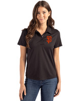 San Francisco Giants Cutter & Buck Coastline Epic Comfort Recycled Womens Polo Black Front