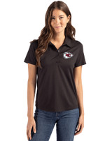 Kansas City Chiefs Cutter & Buck Coastline Epic Comfort Recycled Womens Polo Black Front