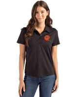 Cincinnati Bengals Historic Cutter & Buck Coastline Epic Comfort Recycled Womens Polo Black Front