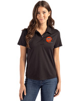 Cincinnati Bengals Historic Cutter & Buck Coastline Recycled Double Peached Womens Polo Black Front