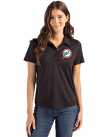 Miami Dolphins Historic Cutter & Buck Coastline Epic Comfort Recycled Womens Polo Black Front