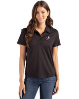 Ohio State Brutus Vintage Cutter & Buck Coastline Epic Comfort Recycled Womens Polo Black Front