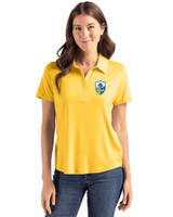 Los Angeles Chargers Historic Cutter & Buck Coastline Epic Comfort Recycled Womens Polo College Gold Front