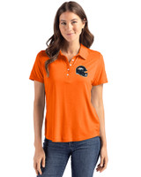 Denver Broncos NFL Helmet Cutter & Buck Coastline Recycled Double Peached Womens Polo College Orange Front