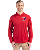 Texas Rangers Cutter & Buck Coastline Recycled Double Peached Mens Hooded Pullover Cardinal Red Front