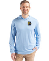 FIU Panthers College Vault Cutter & Buck Coastline Epic Comfort Recycled Mens Hooded Shirt Atlas Light Blue Front