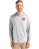 New York Yankees Cooperstown Cutter & Buck Coastline Epic Comfort Recycled Mens Hooded Shirt CONCRETE Front