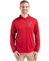 Texas Rangers Stars & Stripes Cutter & Buck Coastline Epic Comfort Recycled Mens Hooded Shirt Cardinal Red Front