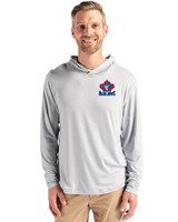 Toronto Blue Jays Cooperstown Cutter & Buck Coastline Epic Comfort Recycled Mens Hooded Shirt CONCRETE Front