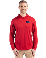Baltimore Ravens Americana Cutter & Buck Coastline Epic Comfort Recycled Mens Hooded Shirt Cardinal Red Front