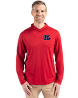 Cincinnati Bengals Americana Cutter & Buck Coastline Epic Comfort Recycled Mens Hooded Shirt Cardinal Red Front