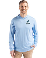 Citadel Bulldogs Vintage Cutter & Buck Coastline Epic Comfort Recycled Mens Hooded Shirt Atlas Light Blue Front