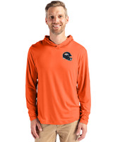 Denver Broncos NFL Helmet Cutter & Buck Coastline Epic Comfort Recycled Mens Hooded Shirt College Orange Front