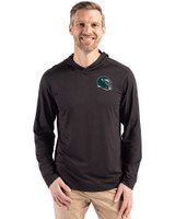 Philadelphia Eagles NFL Helmet Cutter & Buck Coastline Epic Comfort Recycled Mens Hooded Shirt Black Front