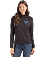 Detroit Lions Cutter & Buck Coastline Epic Comfort Recycled Womens Funnel Neck Black Front